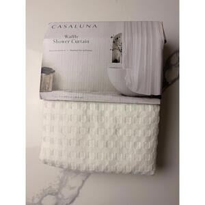 Casaluna Waffle Shower Curtain Ivory 72x72 Textured Cotton Blend New